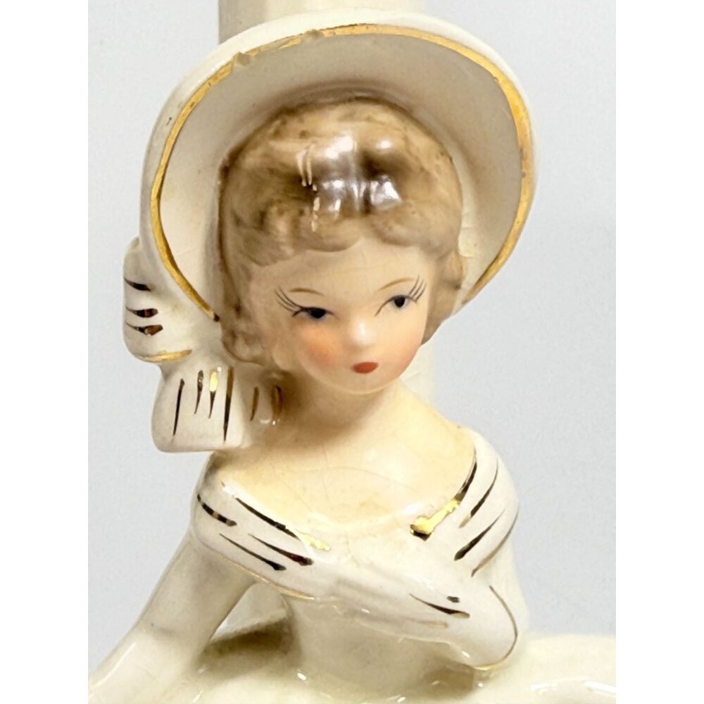 Porcelain Boudoir Table Small Night Light TV Television Lamp Southern Belle Girl - Picture 6 of 16